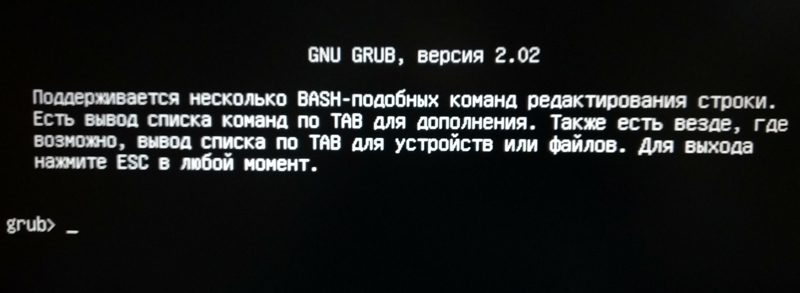 Рис. 2: Внешний вид командной консоли GRUB.
